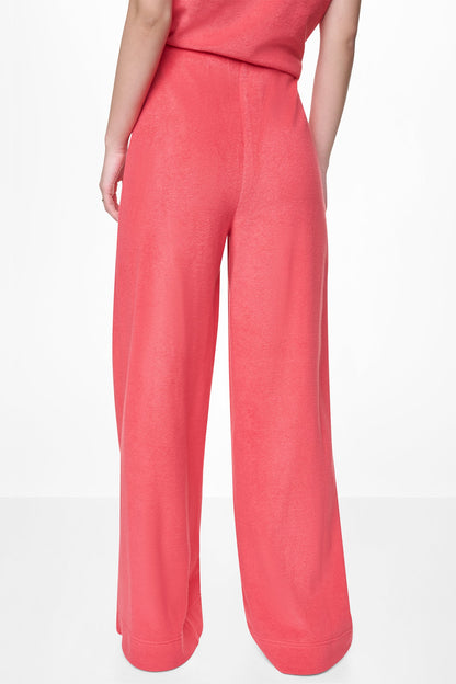 TOWELLING TERRY HIGH-RISE WIDE LEG PANT Pebble | DKNY