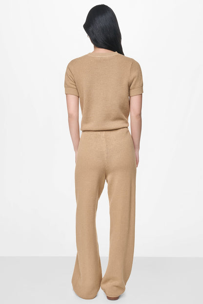 TUCK STITCH HIGH-RISE DRAWSTRING PANT Travertine | DKNY