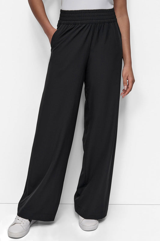 HIGH-RISE WIDE-LEG PANT Black | DKNY