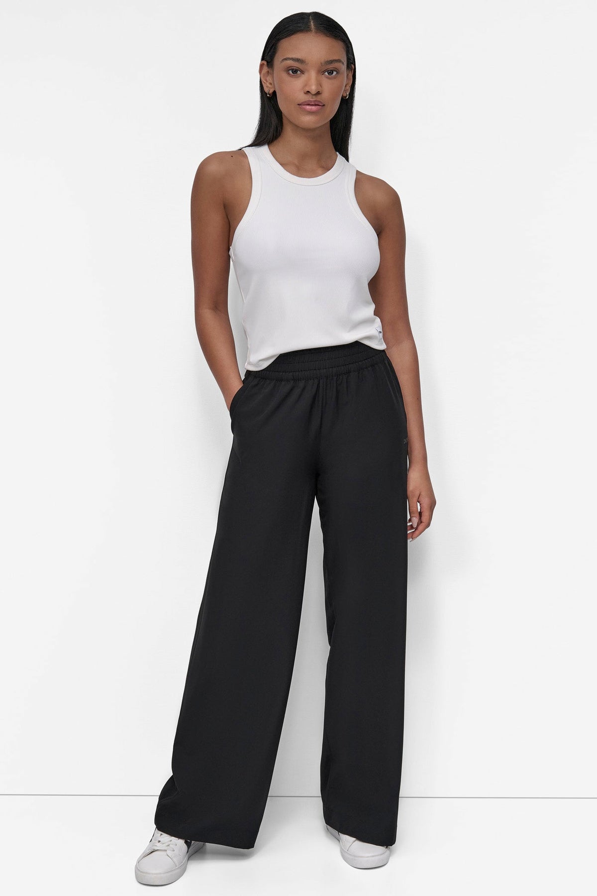 HIGH-RISE WIDE-LEG PANT Black | DKNY
