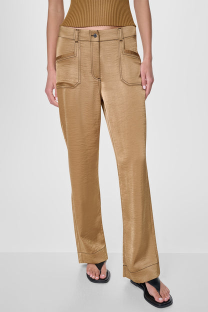 TOP STITCH STRAIGHT LEG PANT Black | DKNY