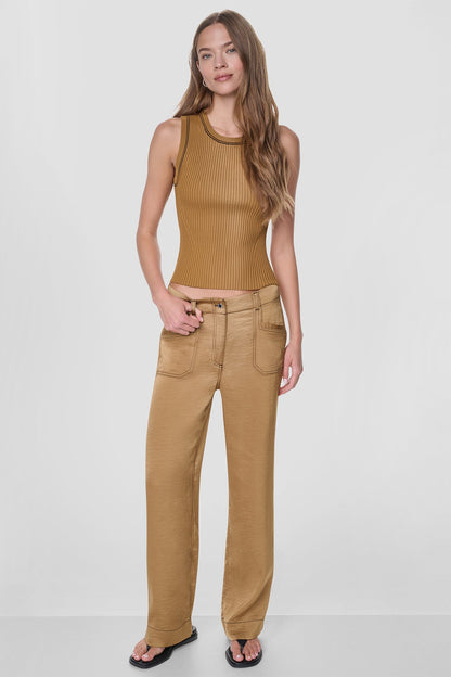 TOP STITCH STRAIGHT LEG PANT Black | DKNY