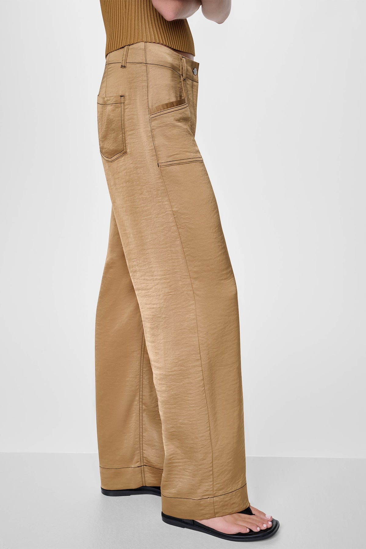 TOP STITCH STRAIGHT LEG PANT Black | DKNY