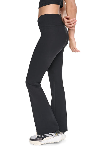 BALANCE COMPRESSION CROSSOVER FRONT FLARE PANT Black | DKNY