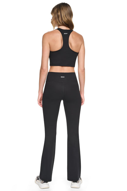 BALANCE COMPRESSION CROSSOVER FRONT FLARE PANT Black | DKNY