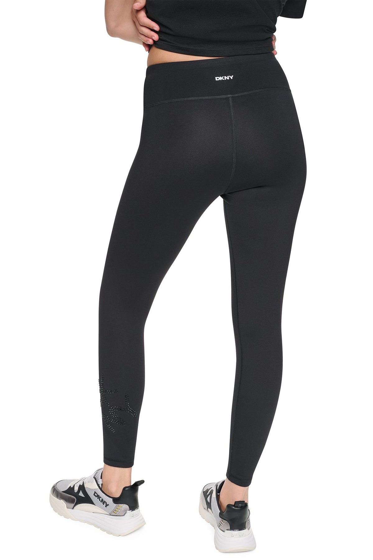 HIGH-RISE GRAFFITI LOGO 7/8 LENGTH LEGGING Black/Black | DKNY