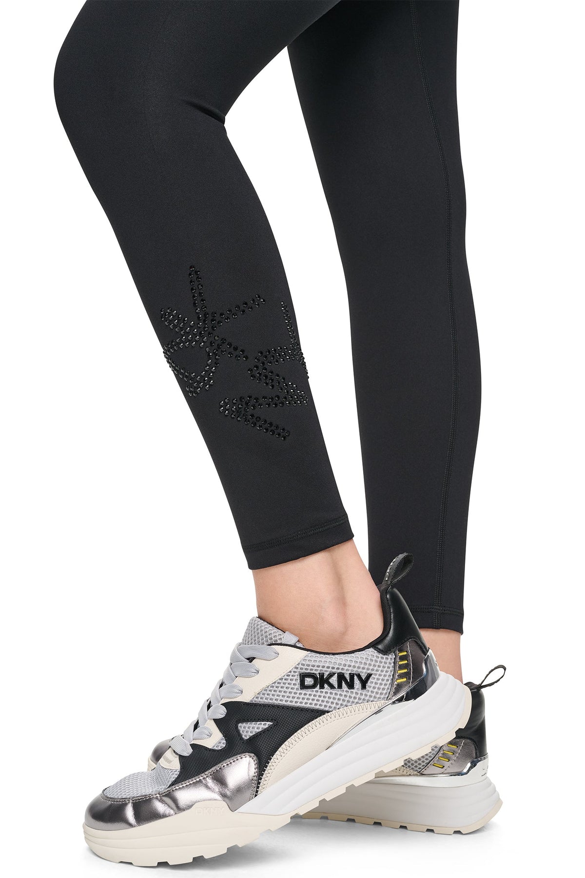 HIGH-RISE GRAFFITI LOGO 7/8 LENGTH LEGGING Black/Black | DKNY