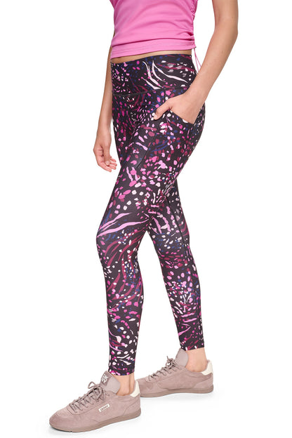 HIGH-RISE 7/8 LENGTH PRINTED LEGGINGS Tiger Floral Festive Pink | DKNY