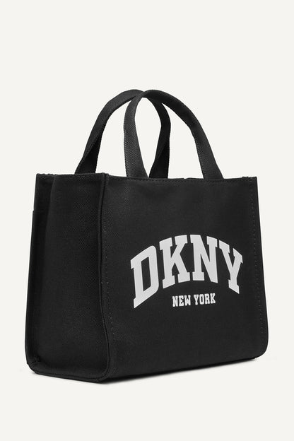 HADLEE CANVAS MEDIUM LOGO TOTE BLACK/SILVER | DKNY