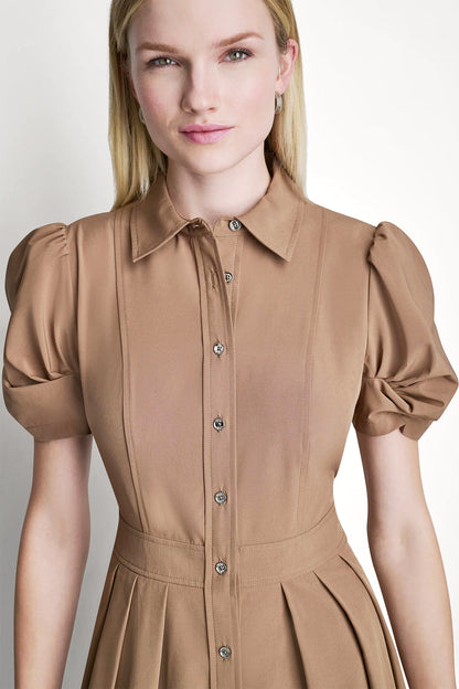 MEMORY TAFFETA MIDI SHIRT DRESS Coco Creme | DKNY