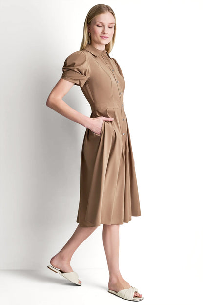 MEMORY TAFFETA MIDI SHIRT DRESS Coco Creme | DKNY