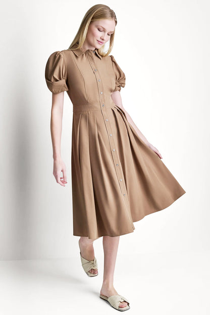 MEMORY TAFFETA MIDI SHIRT DRESS Coco Creme | DKNY