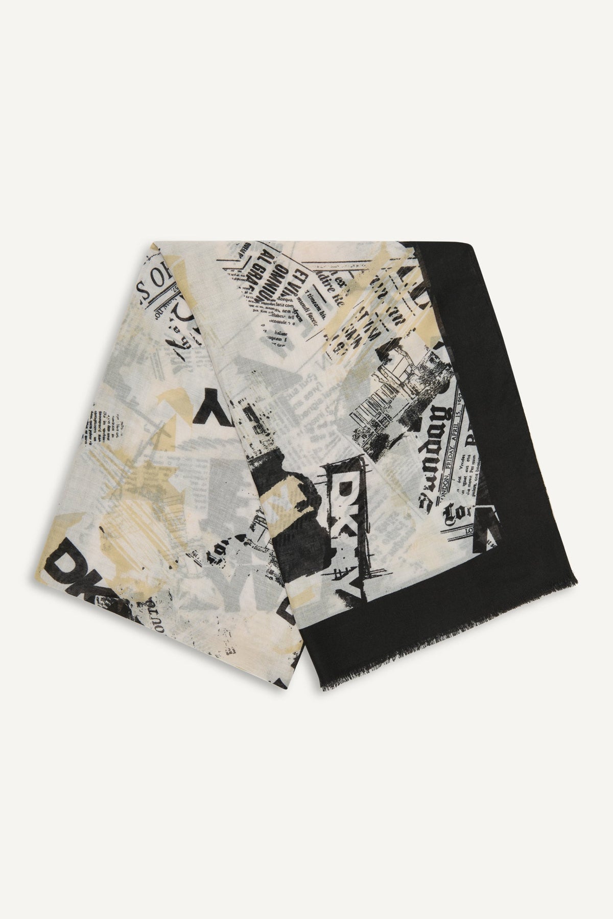 1989 HEADLINE PRINT SCARF Pebble | DKNY