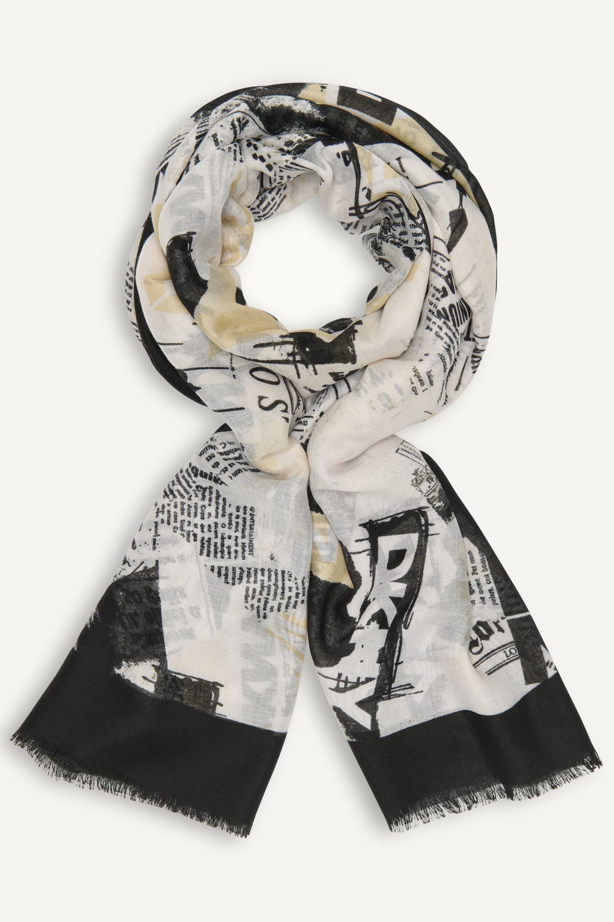 1989 HEADLINE PRINT SCARF Pebble | DKNY