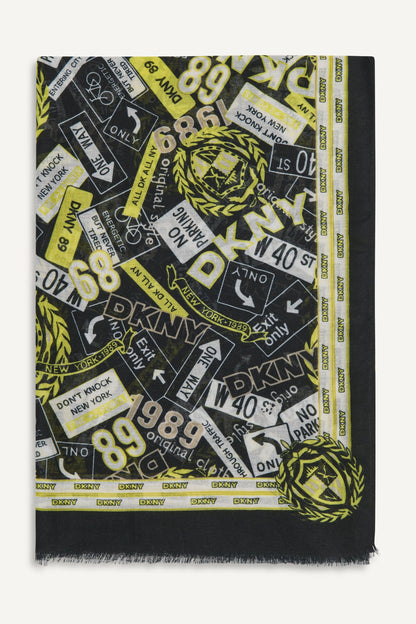 1989 CITY SIGNS PRINT SCARF Night | DKNY