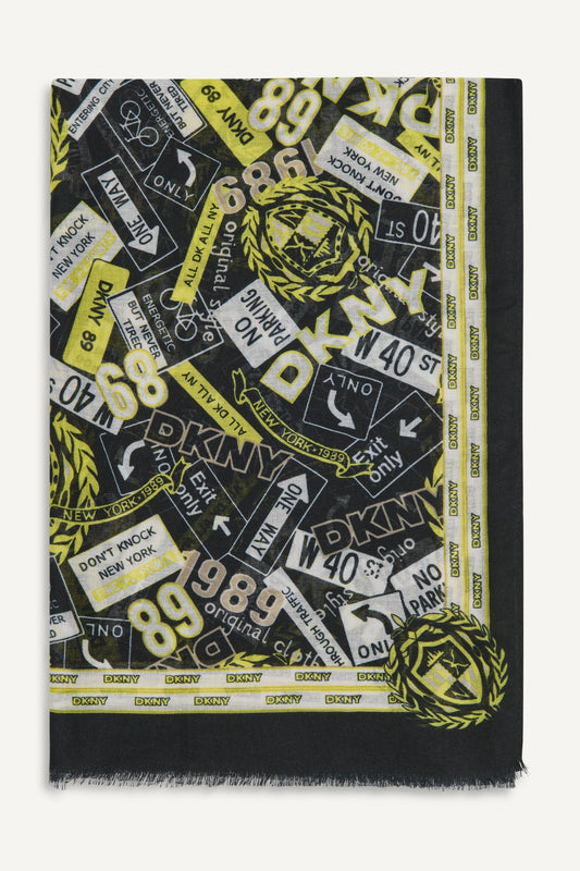 1989 CITY SIGNS PRINT SCARF Night | DKNY