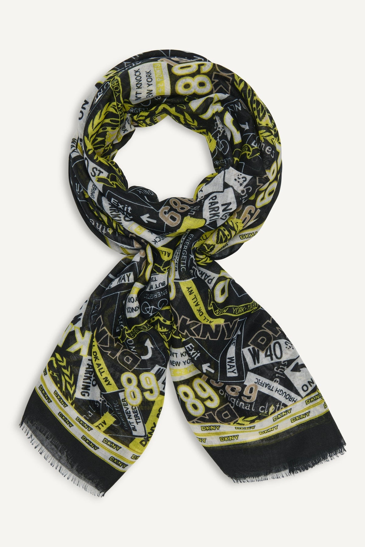 1989 CITY SIGNS PRINT SCARF Night | DKNY