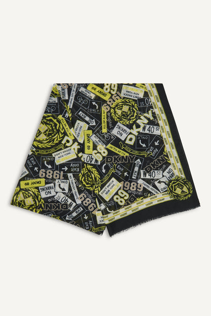 1989 CITY SIGNS PRINT SCARF Night | DKNY
