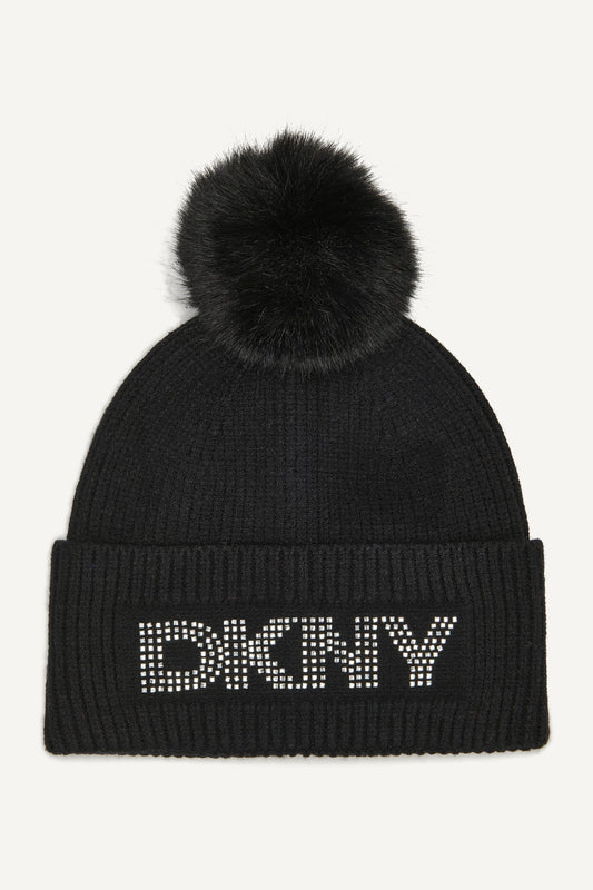 DISCO DKNY FAUX FUR POM HAT Black | DKNY