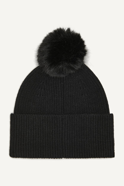 DISCO DKNY FAUX FUR POM HAT Black | DKNY