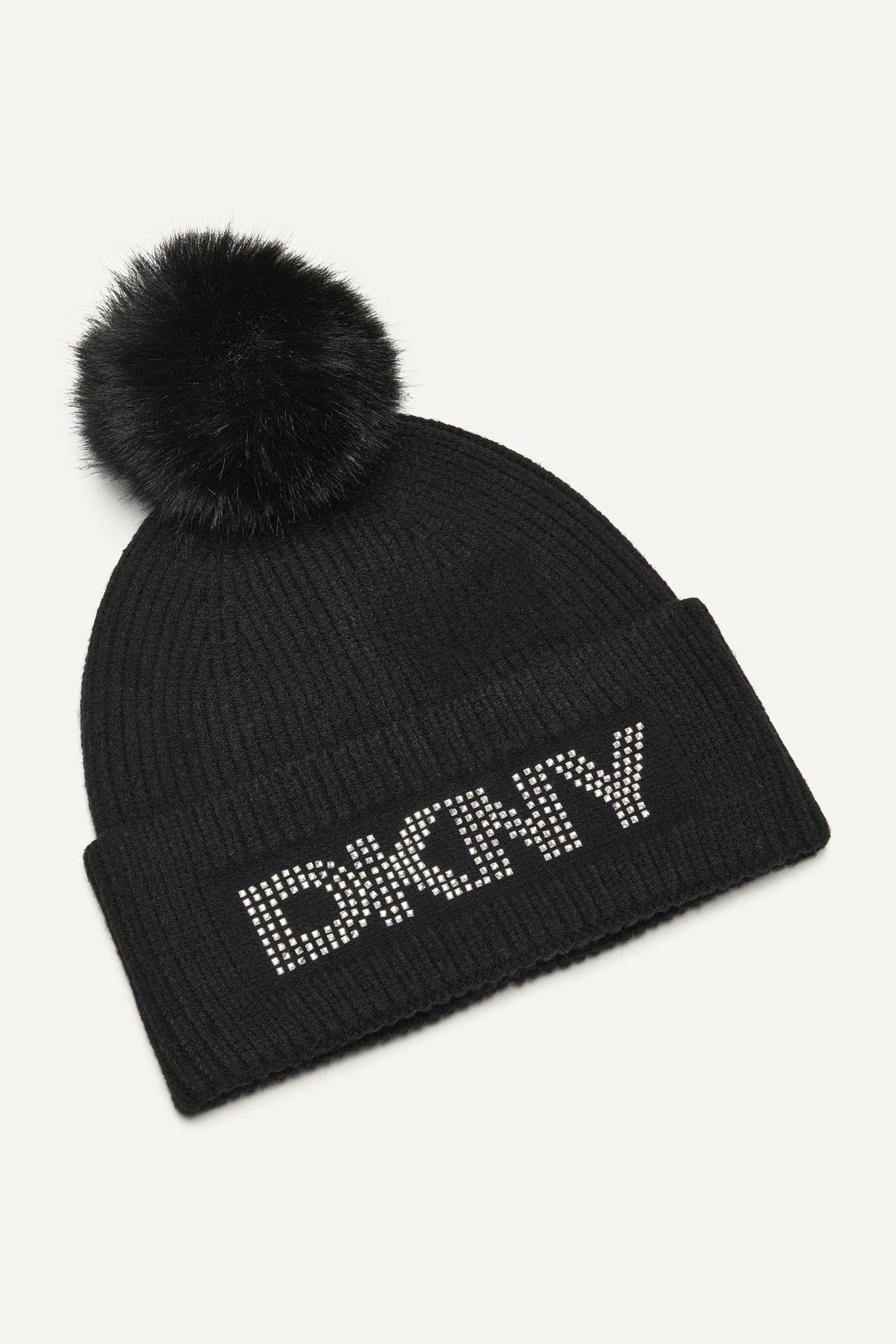 DISCO DKNY FAUX FUR POM HAT Black | DKNY