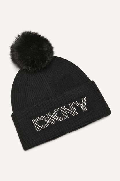 DISCO DKNY FAUX FUR POM HAT Black | DKNY