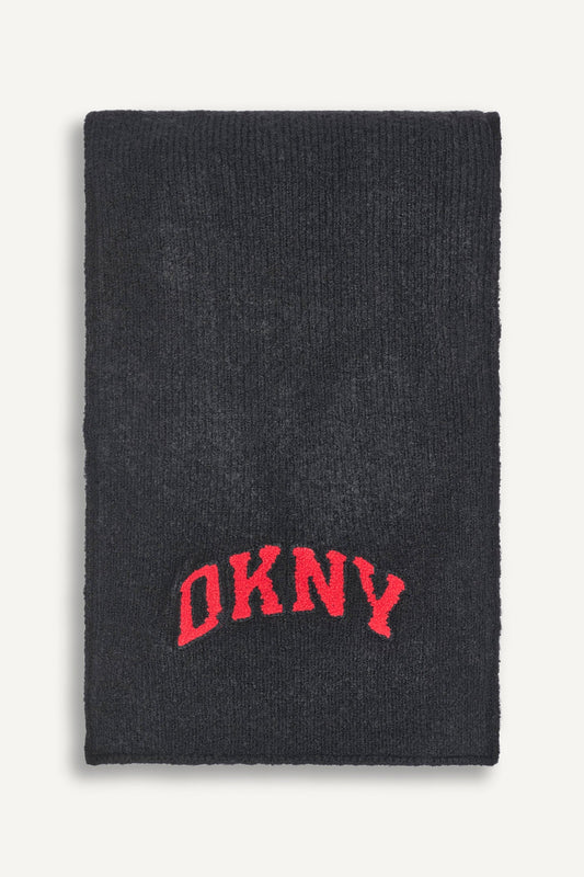 VARSITY KNIT LOGO SCARF Grey | DKNY