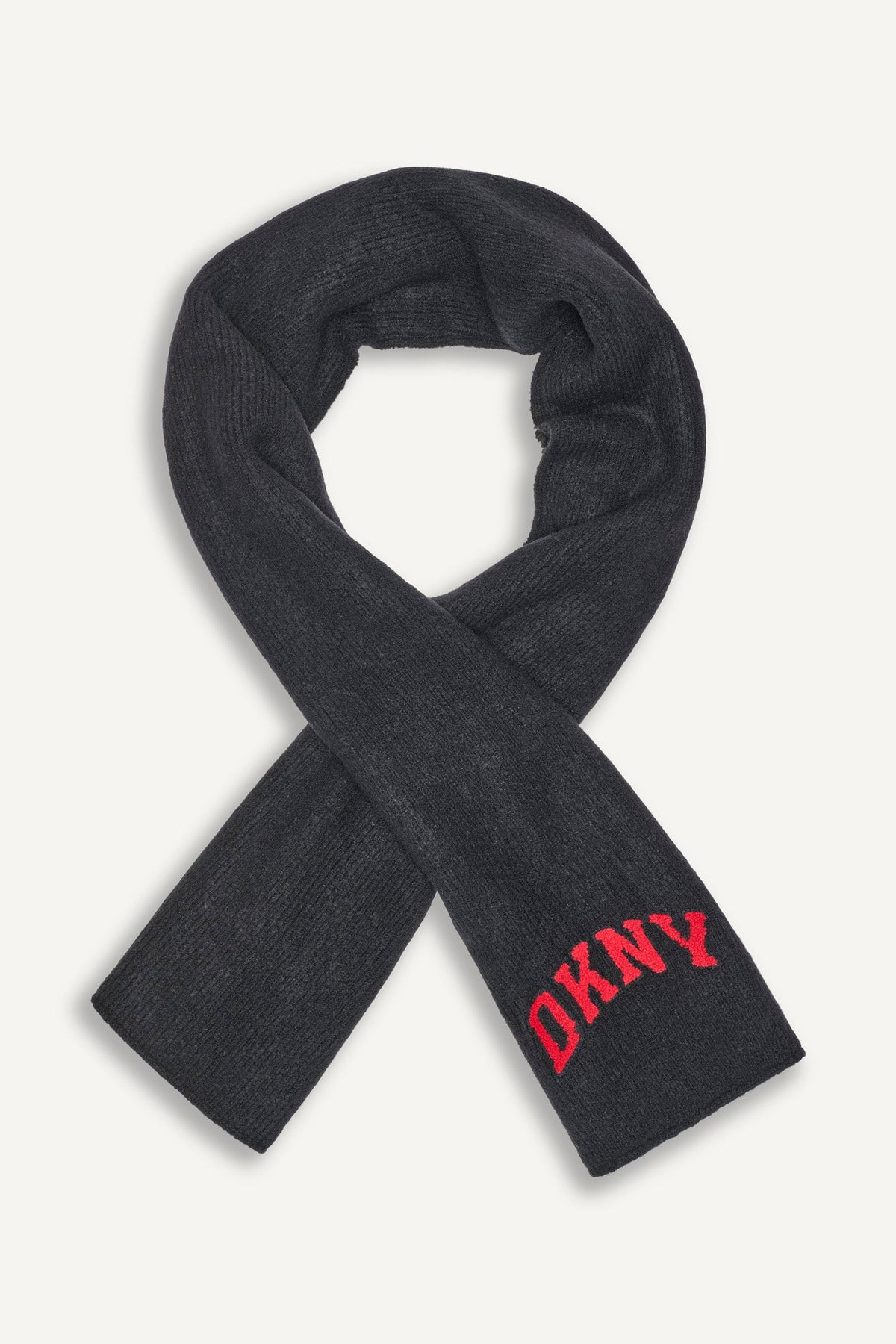 VARSITY KNIT LOGO SCARF Grey | DKNY