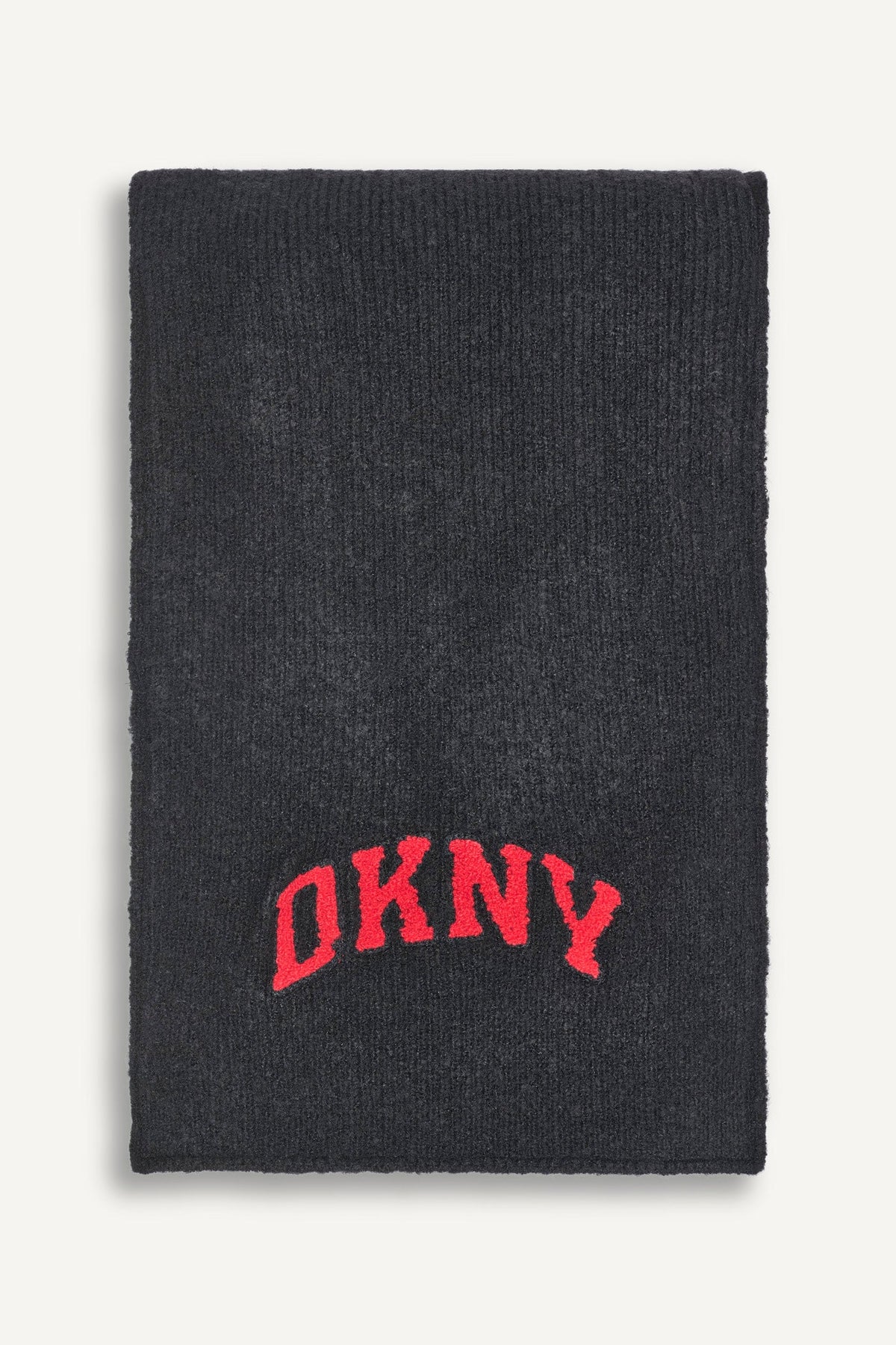VARSITY KNIT LOGO SCARF Black | DKNY