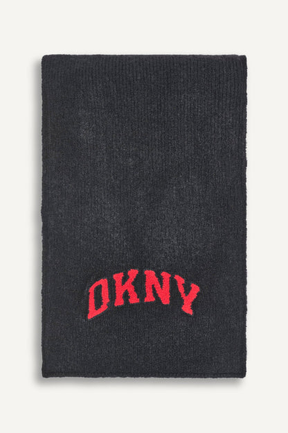 VARSITY KNIT LOGO SCARF Black | DKNY