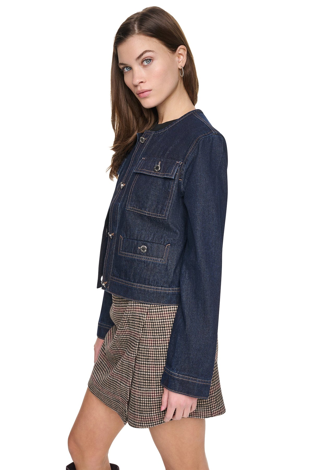 MIXED MEDIA DENIM JACKET Fearless/Houndstooth | DKNY