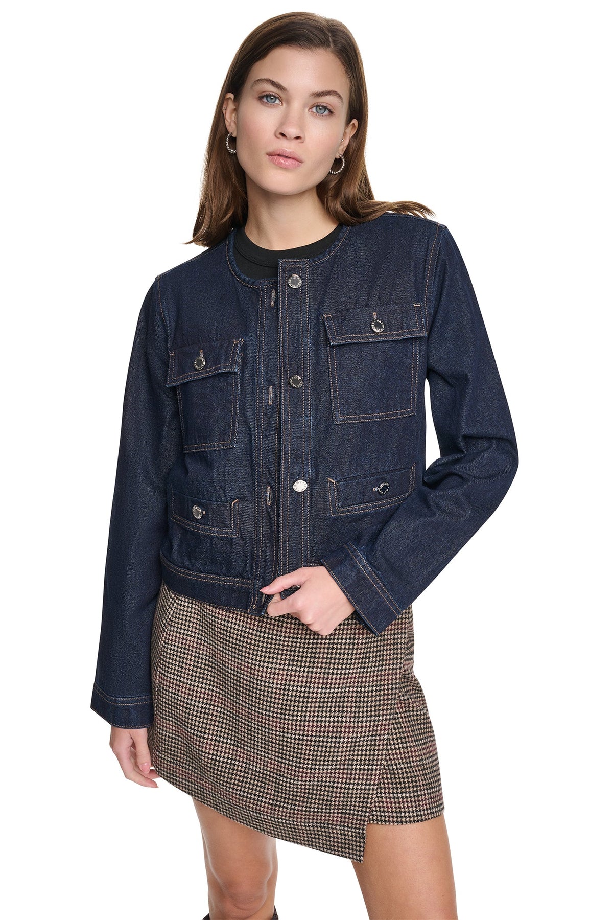 MIXED MEDIA DENIM JACKET Fearless/Houndstooth | DKNY