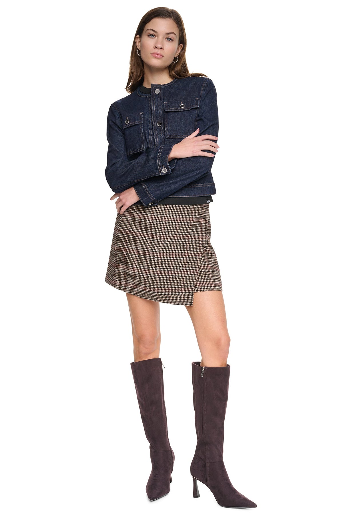 MIXED MEDIA DENIM JACKET Fearless/Houndstooth | DKNY