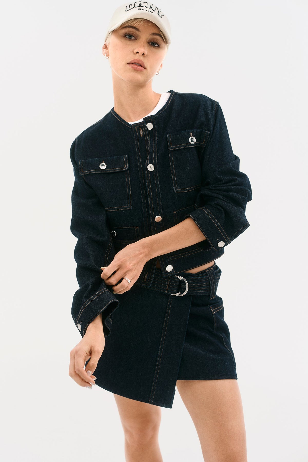 MIXED MEDIA DENIM JACKET Fearless/Houndstooth | DKNY