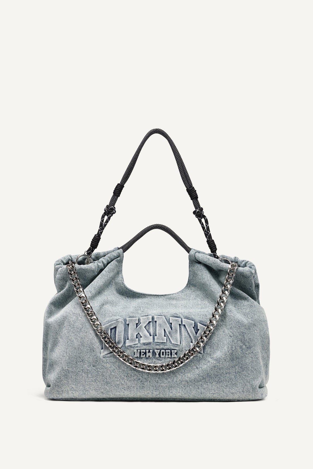 MABEL DENIM LARGE LOGO TOTE Acid Wash | DKNY