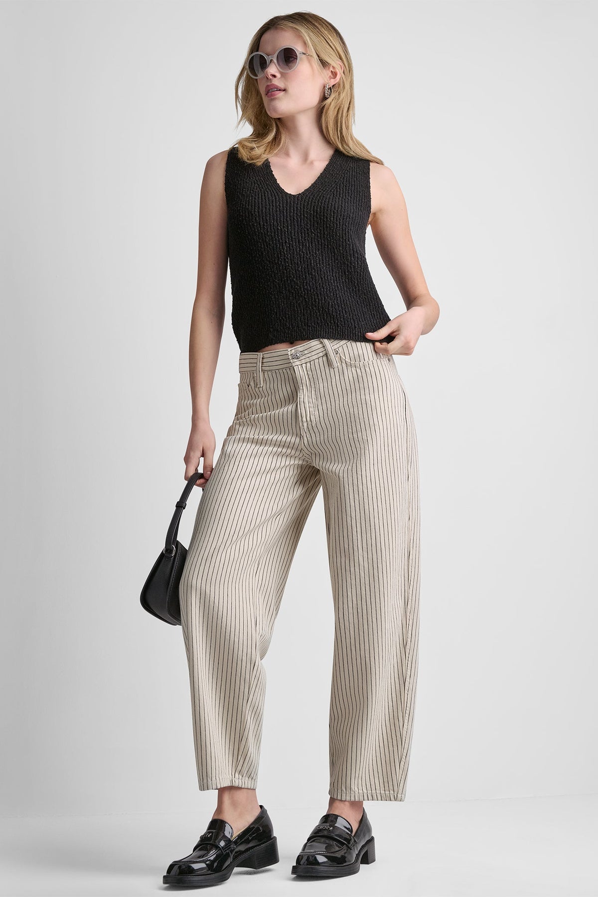 MID-RISE BABY BARREL LEG Woodsmoke Autumn Stripe | DKNY