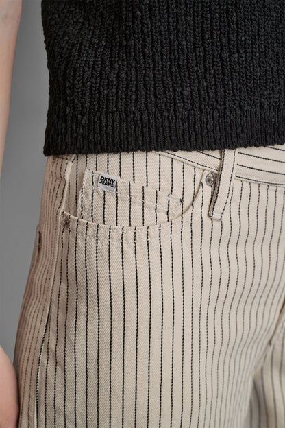 MID-RISE BABY BARREL LEG Woodsmoke Autumn Stripe | DKNY