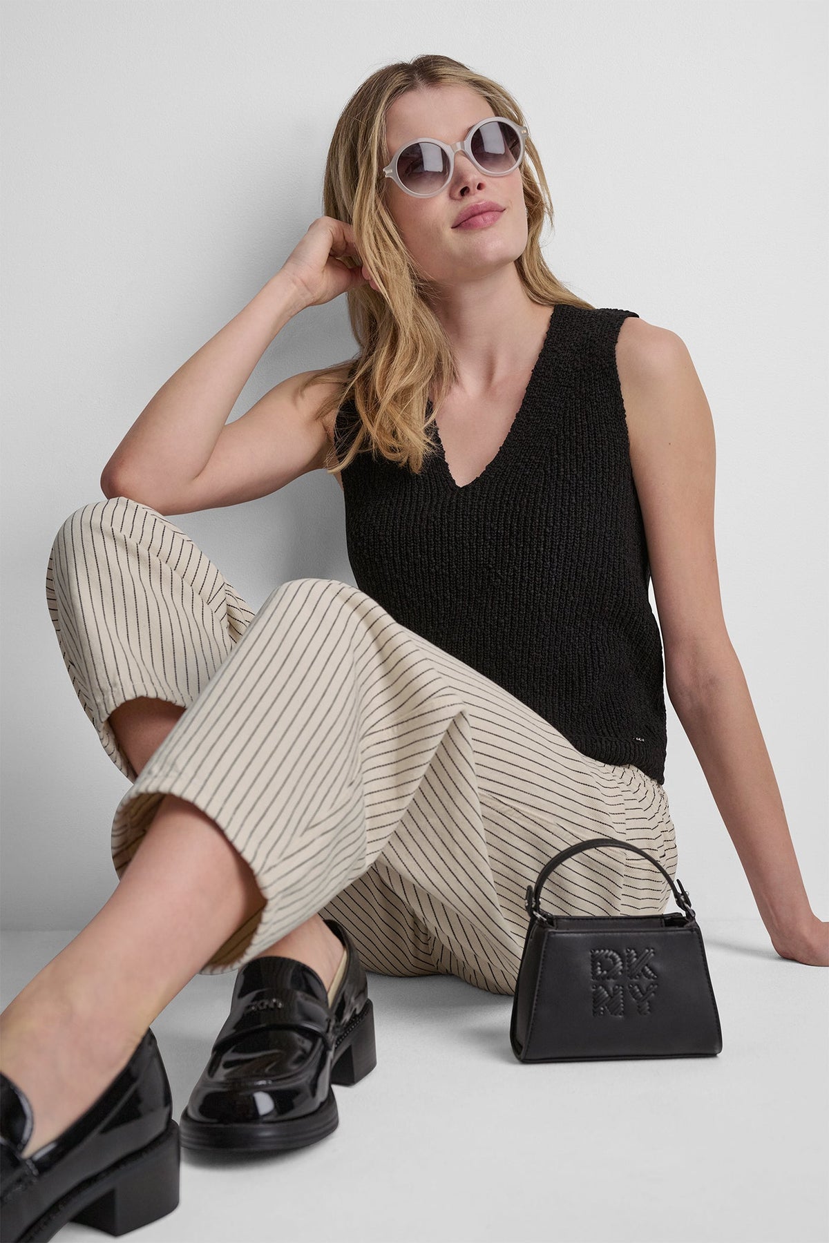 MID-RISE BABY BARREL LEG Woodsmoke Autumn Stripe | DKNY