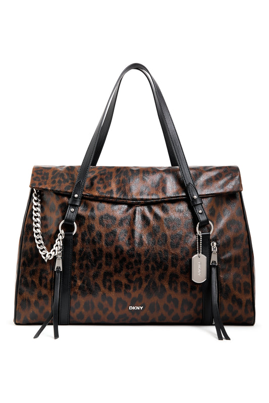 SKYE LARGE SATCHEL Leopard | DKNY