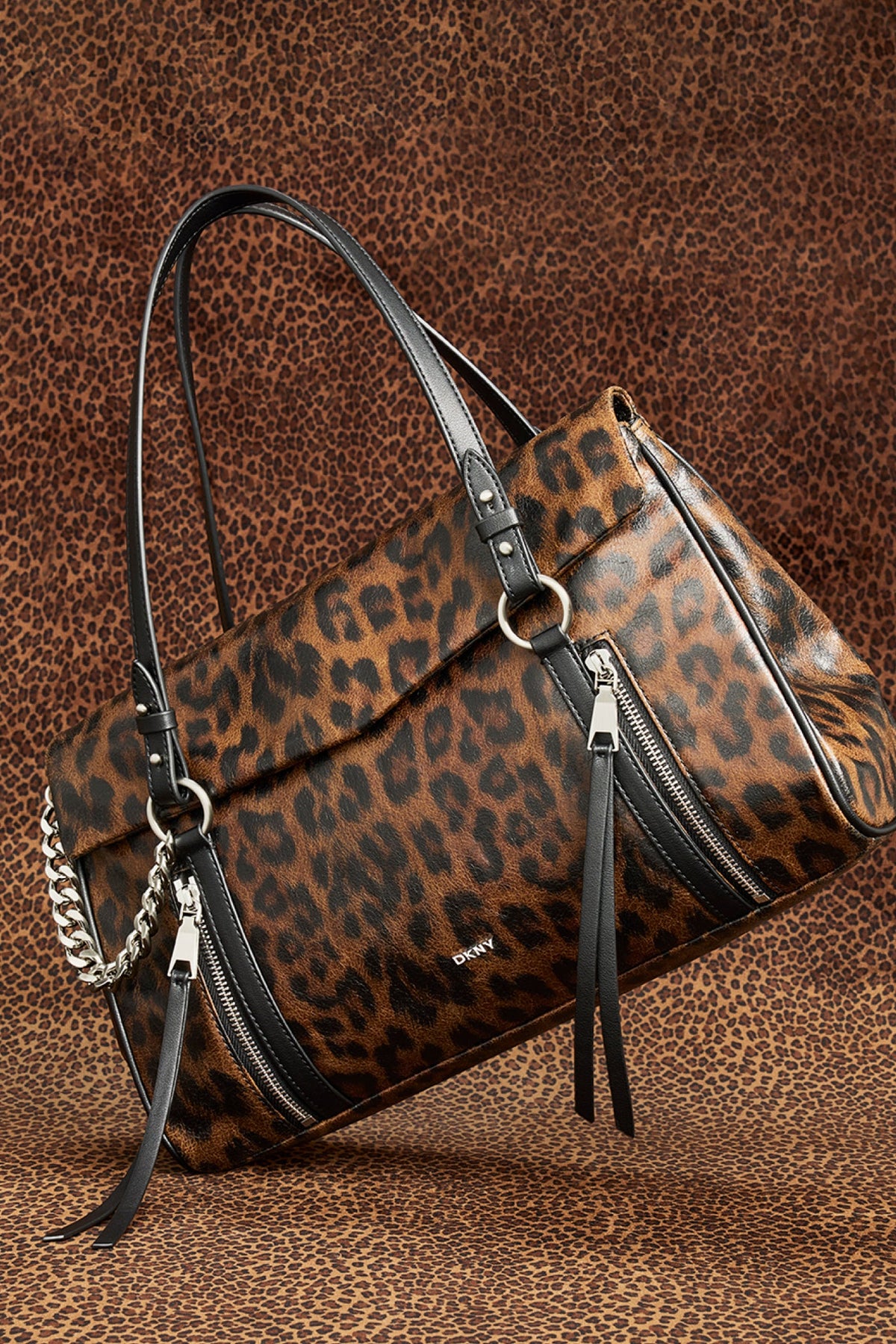 SKYE LARGE SATCHEL Leopard | DKNY