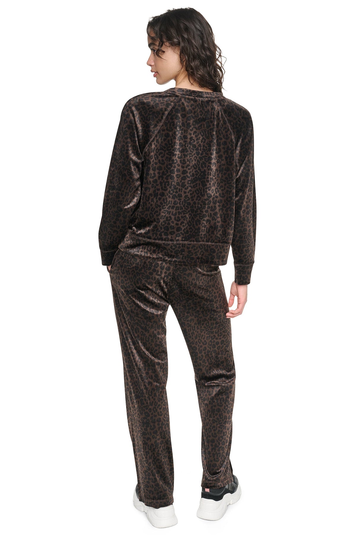 VELOUR ANIMAL PRINT PULLOVER Espresso Leopard Print | DKNY