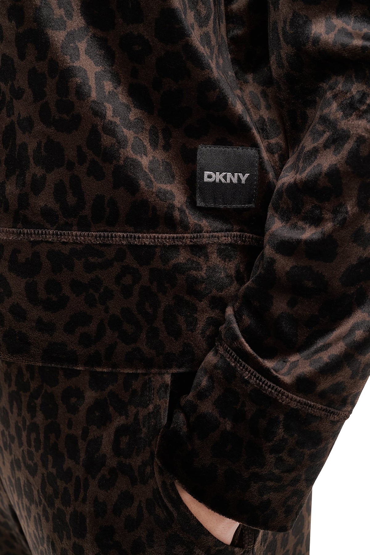 VELOUR ANIMAL PRINT PULLOVER Espresso Leopard Print | DKNY