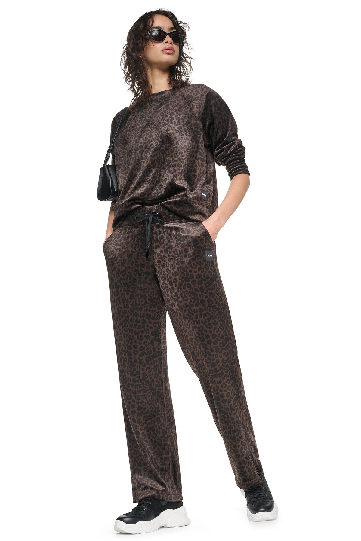 VELOUR ANIMAL PRINT PULLOVER Espresso Leopard Print | DKNY