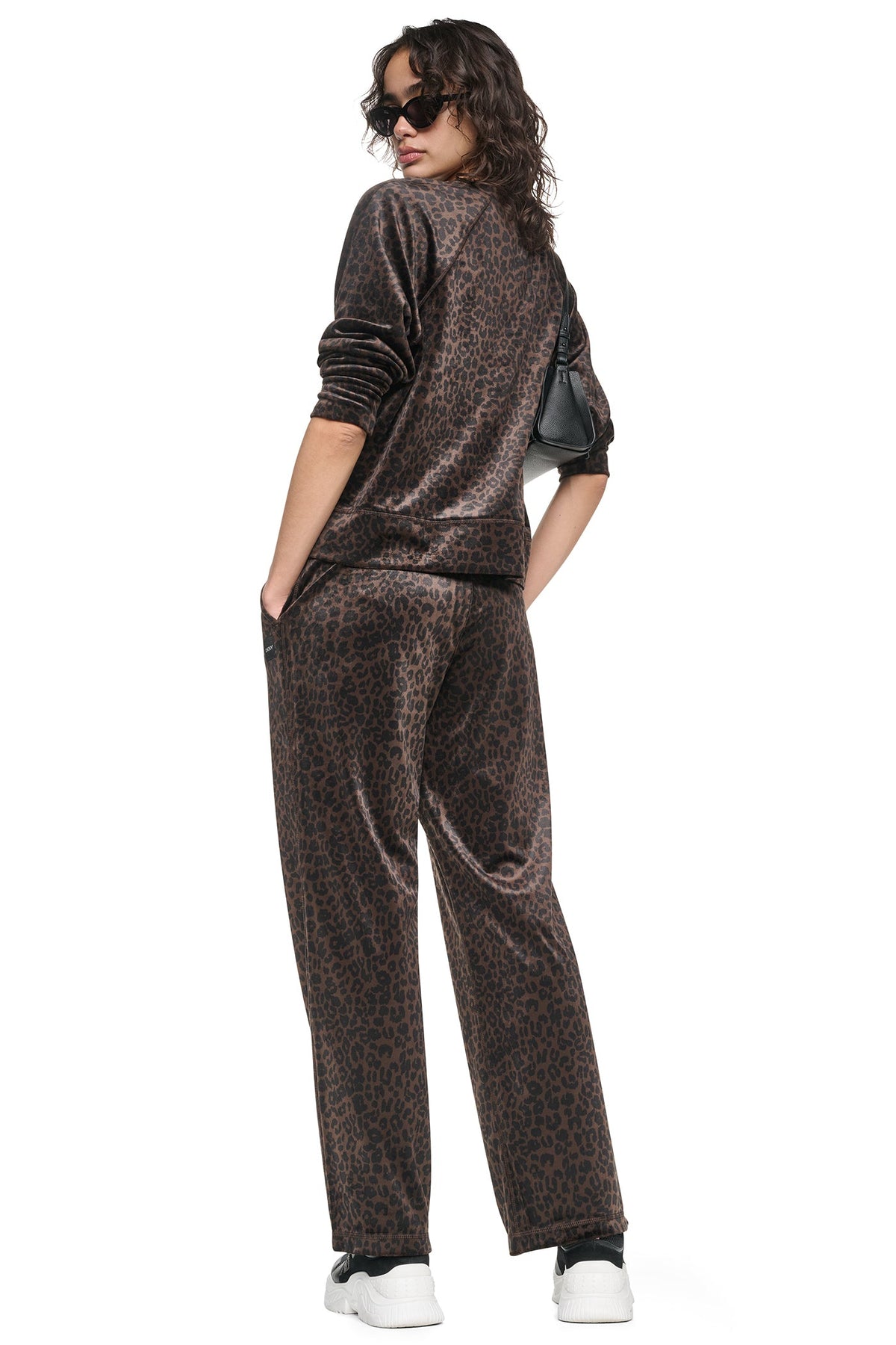 VELOUR ANIMAL PRINT PULLOVER Espresso Leopard Print | DKNY
