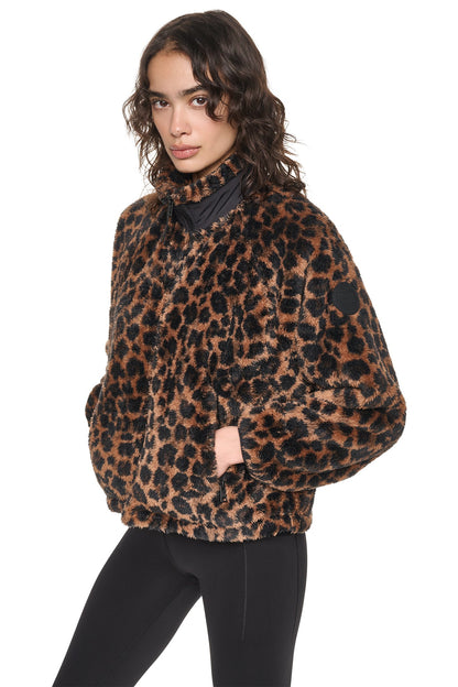 PRINTED SHERPA JACKET Leopard Caramel | DKNY