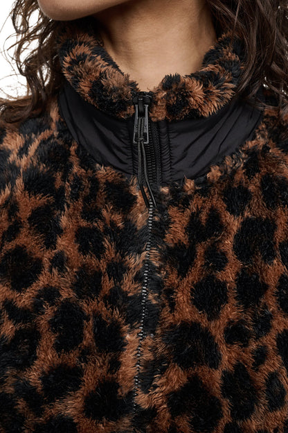 PRINTED SHERPA JACKET Leopard Caramel | DKNY