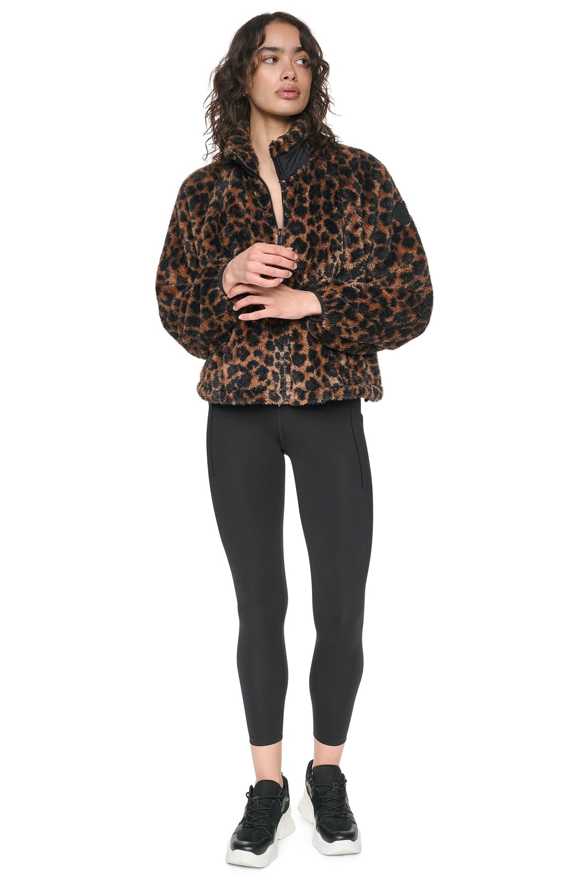 PRINTED SHERPA JACKET Leopard Caramel | DKNY
