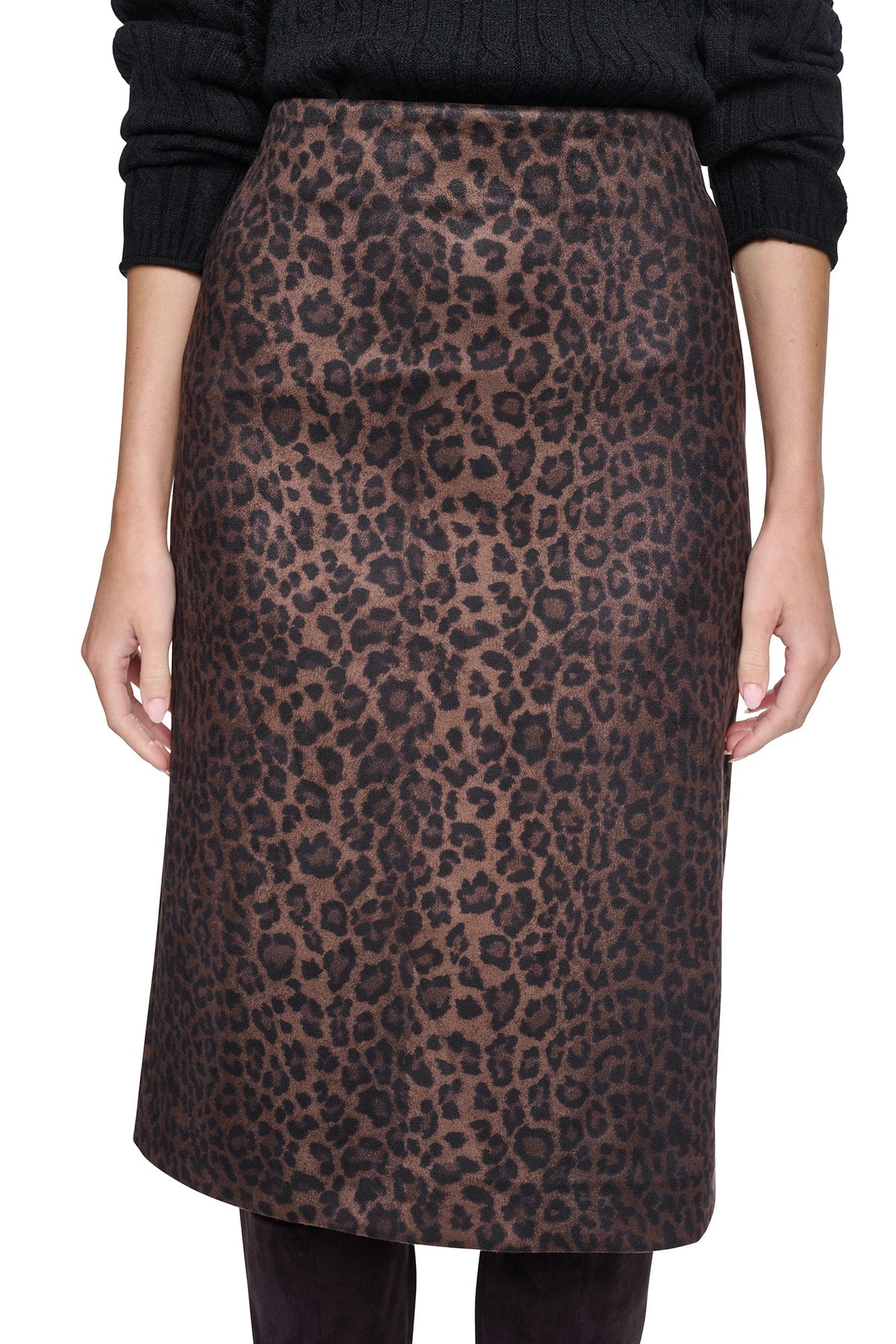 LEOPARD FAUX SUEDE MIDI SKIRT Panthera Chestnut | DKNY