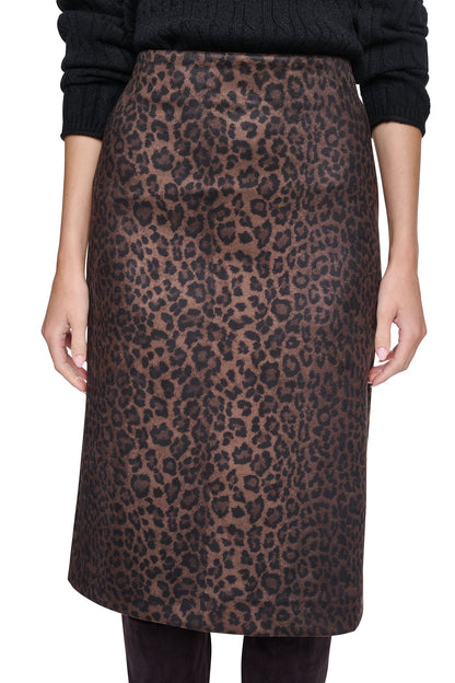 LEOPARD FAUX SUEDE MIDI SKIRT Panthera Chestnut | DKNY