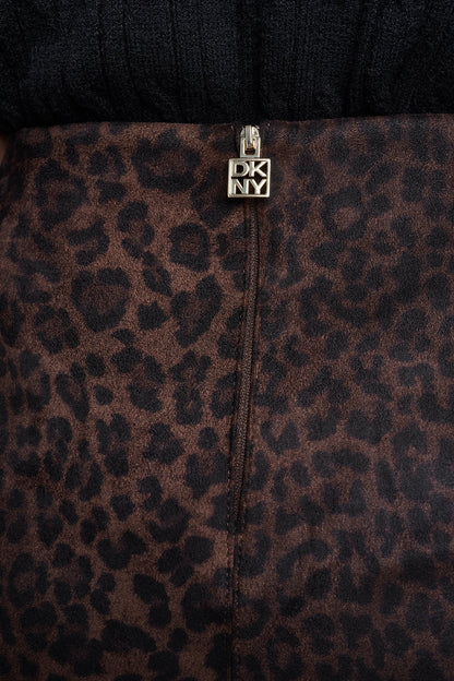 LEOPARD FAUX SUEDE MIDI SKIRT Panthera Chestnut | DKNY